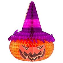 Guirlanda Cabeça de Abóbora Halloween em Papel - 48cm