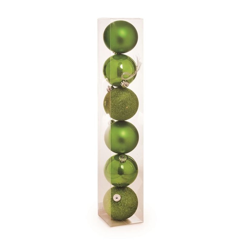 Bola de Natal Sortidas Verde Claro 8cm - 6 Un