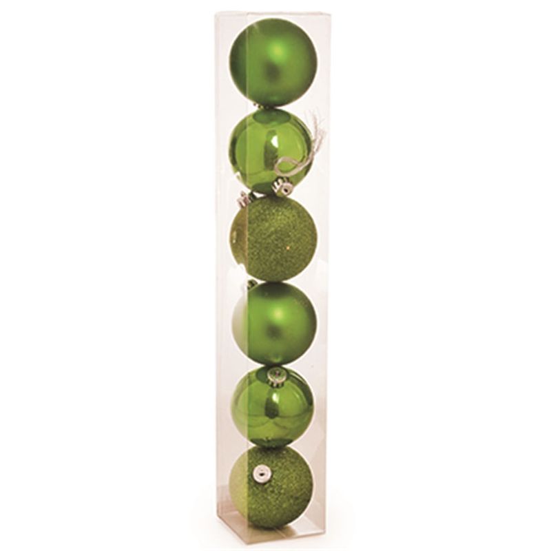 Bola de Natal Sortidas Verde Claro 8cm - 6 Un