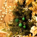 Bola de Natal Sortidas com Arabesco Verde 6cm - 8 Un