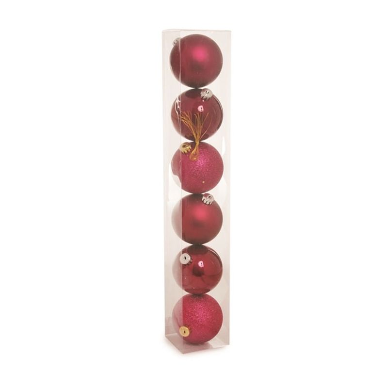 Bola de Natal Sortidas Rosa Claro e Rosa 8cm (Bola de Natal em Tubos) - 6 Peças