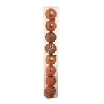 Bola de Natal Sortidas com Arabesco Marrom 6cm - 8 Un