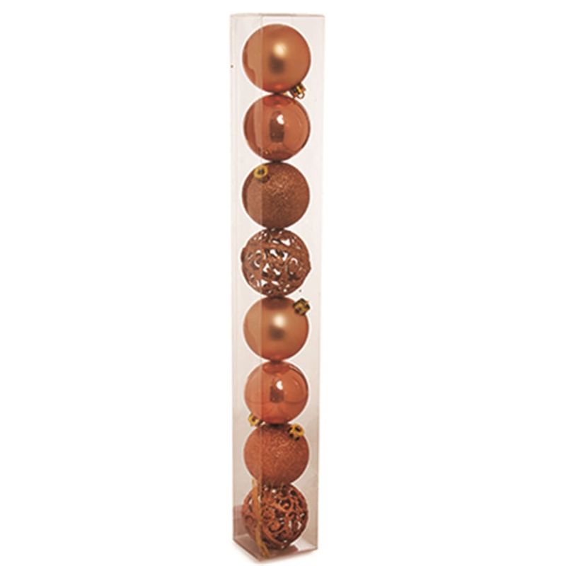 Bola de Natal Sortidas com Arabesco Marrom 6cm - 8 Un