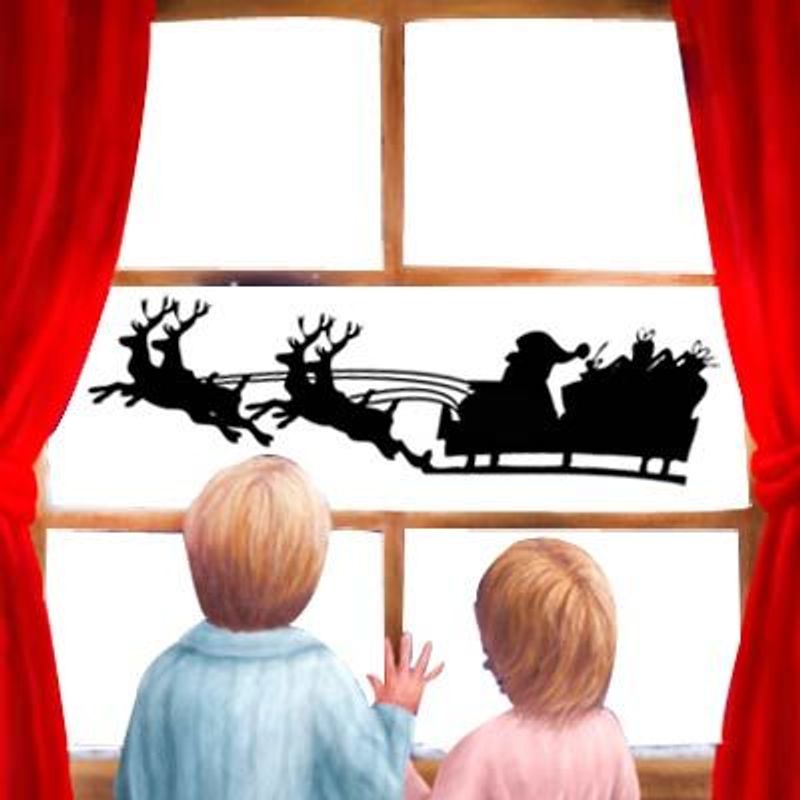 Adesivos de Natal Sombra Trenó do Papai Noel com Renas - 50x14cm