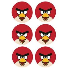 Adesivo Especial Redondo Angry Birds - 12 Un