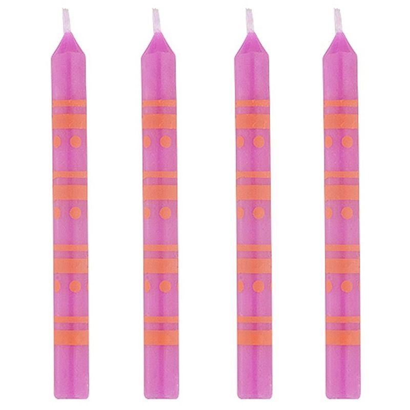 Vela Palito Decorada Rosa com Laranja - 10 Un