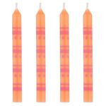 Vela Palito Decorada Laranja com Rosa - 10 Un