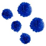 Pompom em Papel Seda para Decoração Azul Escuro 05 Un