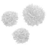 Pompom em Papel Seda para Decoração Branco 05 Un