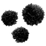 Pompom em Papel Seda para Decoração Preto 05 Un