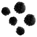 Pompom em Papel Seda para Decoração Preto 05 Un