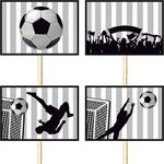 Lolipop para Cupcake Especial Futebol Preto e Branco - 10 Un