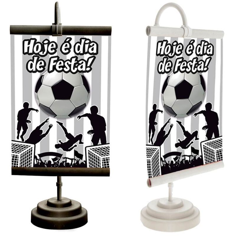 Enfeite de Mesa Banner Especial Futebol Preto e Branco