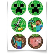 Adesivo Especial Redondo Minecraft CREEPER - 12 Un