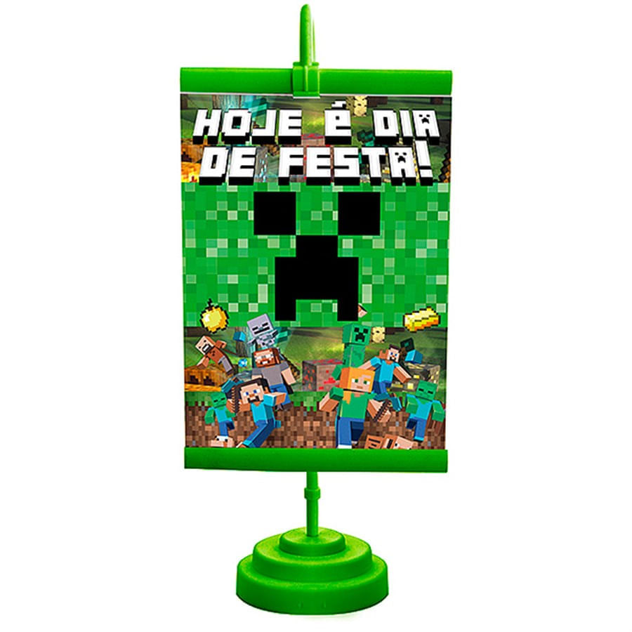 Kit Topo para Bolo Minecraft - 12,5 cm x 20 cm - 1 unidade - Cromus - Rizzo  - Rizzo Embalagens