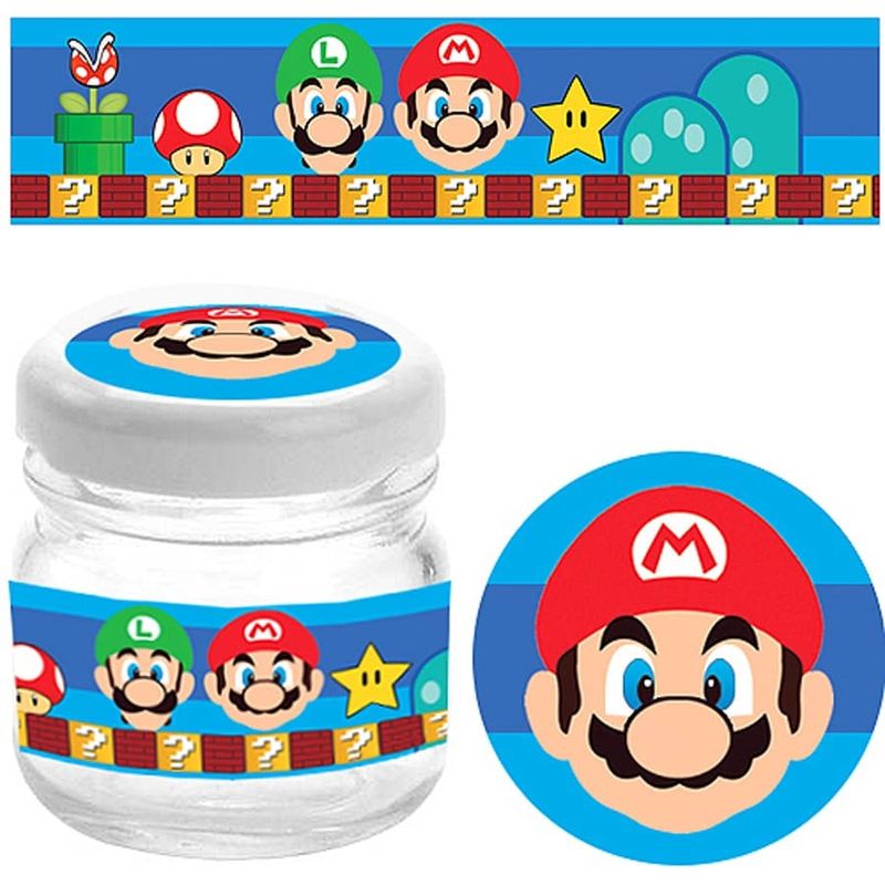 Kit Adesivo Especial para 10 Potinhos - Super Mario Bros