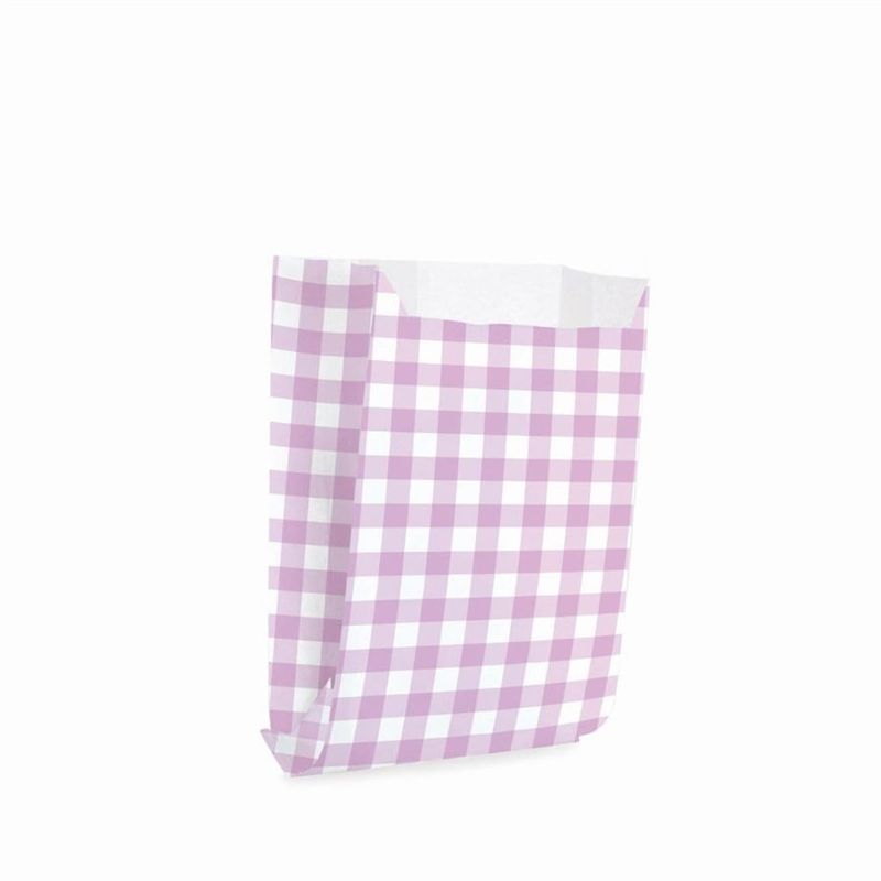 Saquinho para Lanche xadrez Lilás 10x8x4 - 50 Un