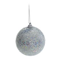 Bola Glitter Prata 8 cm (Bolas) - 6 Peças