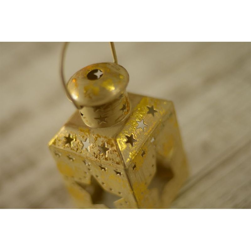 Lanterna com Estrelas Ouro (Porta Velas em Metal) - 6 Un