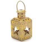 Lanterna com Estrelas Ouro (Porta Velas em Metal) - 6 Un