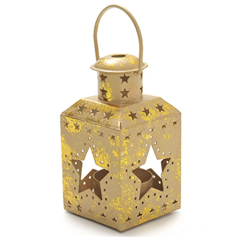 Lanterna com Estrelas Ouro (Porta Velas em Metal) - 6 Un