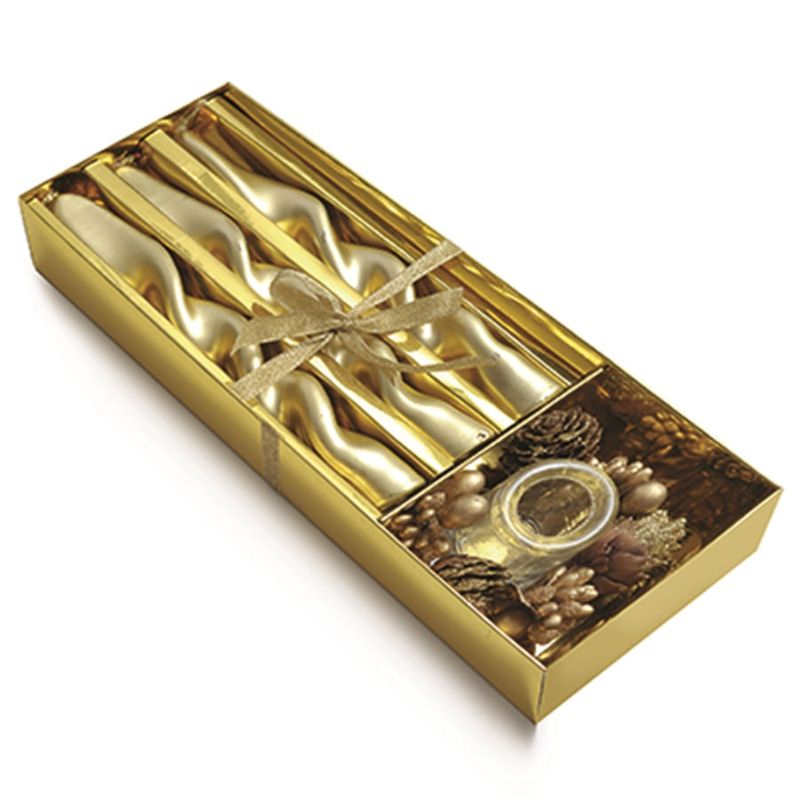 Vela Espiral com Porta Vela Ouro (Velas em Kits) - 1 Kit com 4 Peças