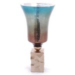 Vaso Palawan de Vidro e Alumínio Azul Claro Tamanho P