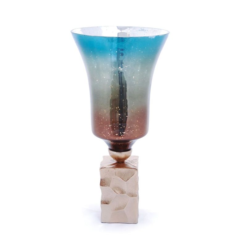 Vaso Palawan de Vidro e Alumínio Azul Claro Tamanho P