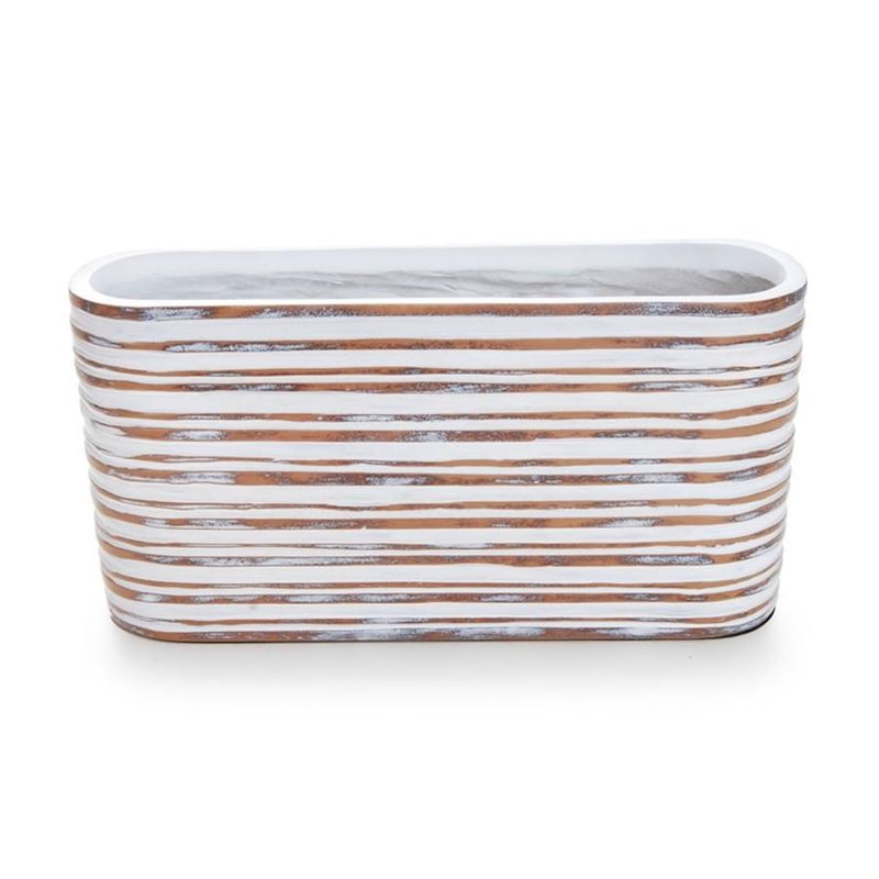 Vaso Stripes, em Resina Branco