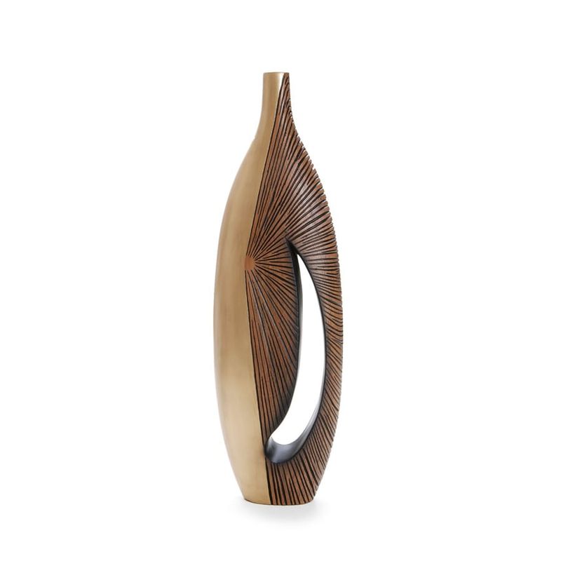 Vaso Infinity, em Resina Marrom e Dourado