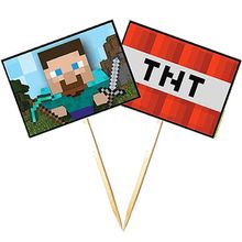 Lolipop para Cupcake Especial Minecraft Steve e TNT - 10 Un