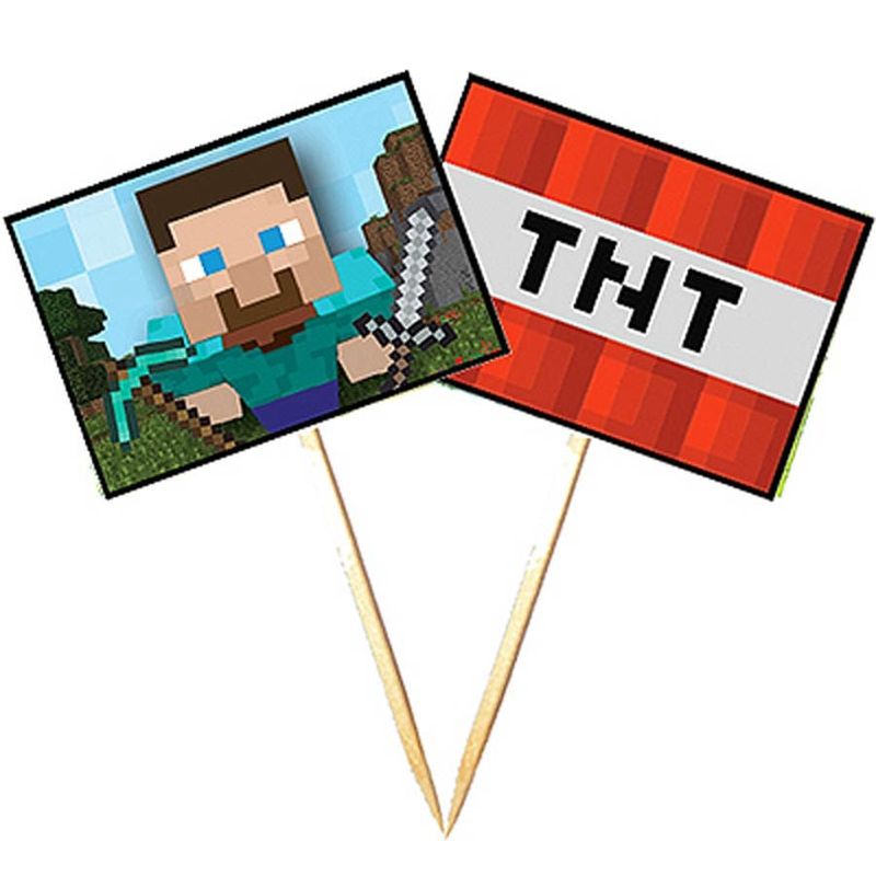 Lolipop para Cupcake Especial Minecraft Steve e TNT - 10 Un