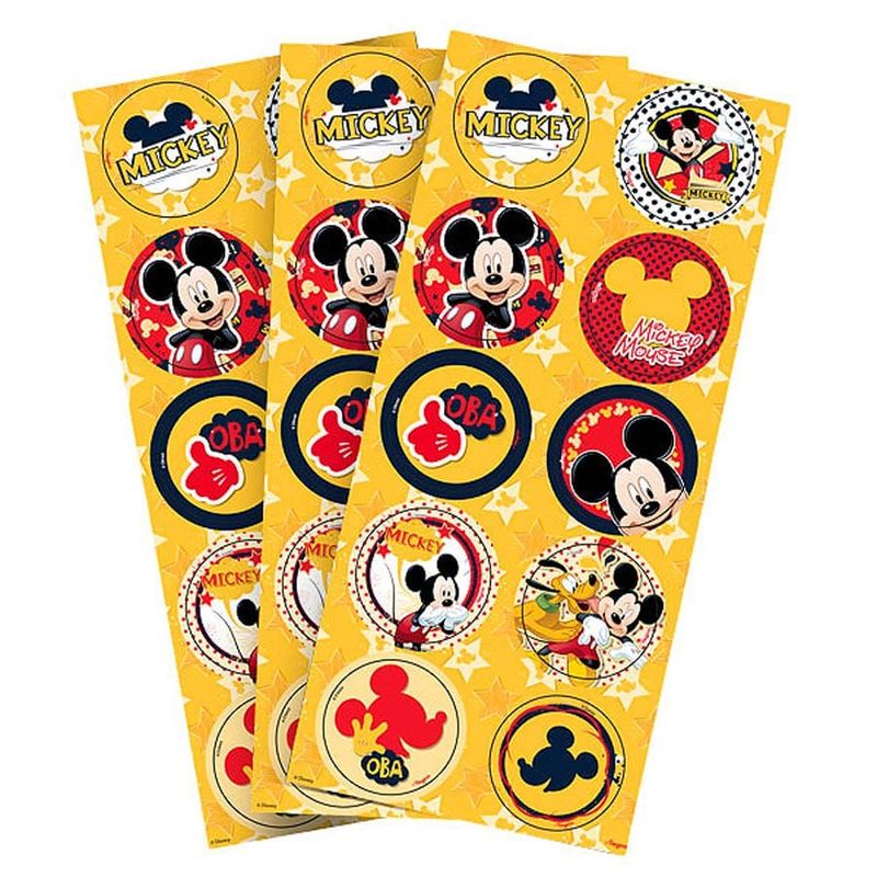 Adesivo Decorativo Redondo Mickey Clássico - 03 cartelas