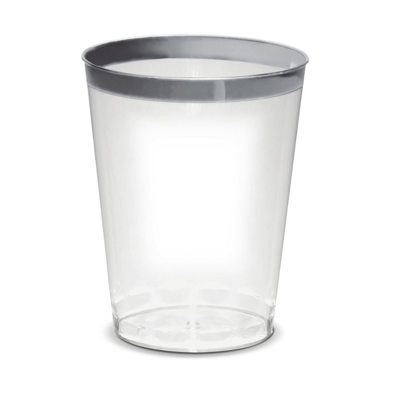 Copo Transparente com Borda Prata 300ml 12 Un