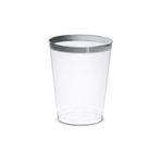 Copo Transparente com Borda Prata 300ml 12 Un