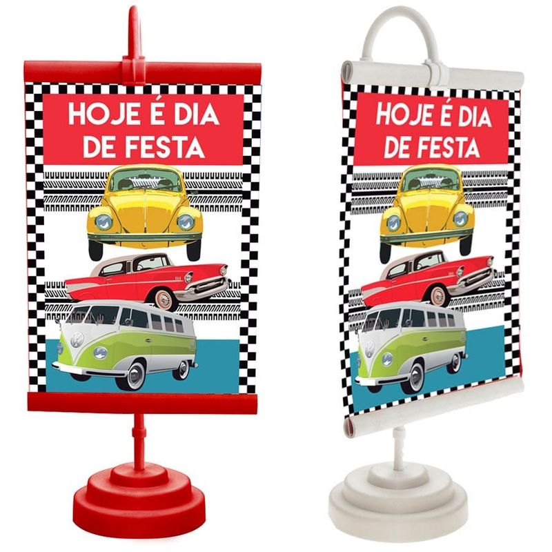 Enfeite de Mesa Banner Especial Carros Vintage