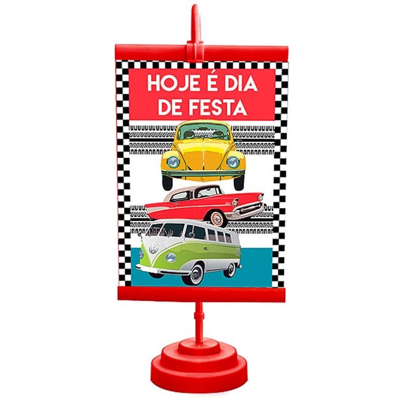 Enfeite de Mesa Banner Especial Carros Vintage