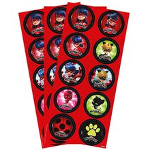 Adesivo Decorativo Redondo Miraculous Ladybug - 03 Cartelas