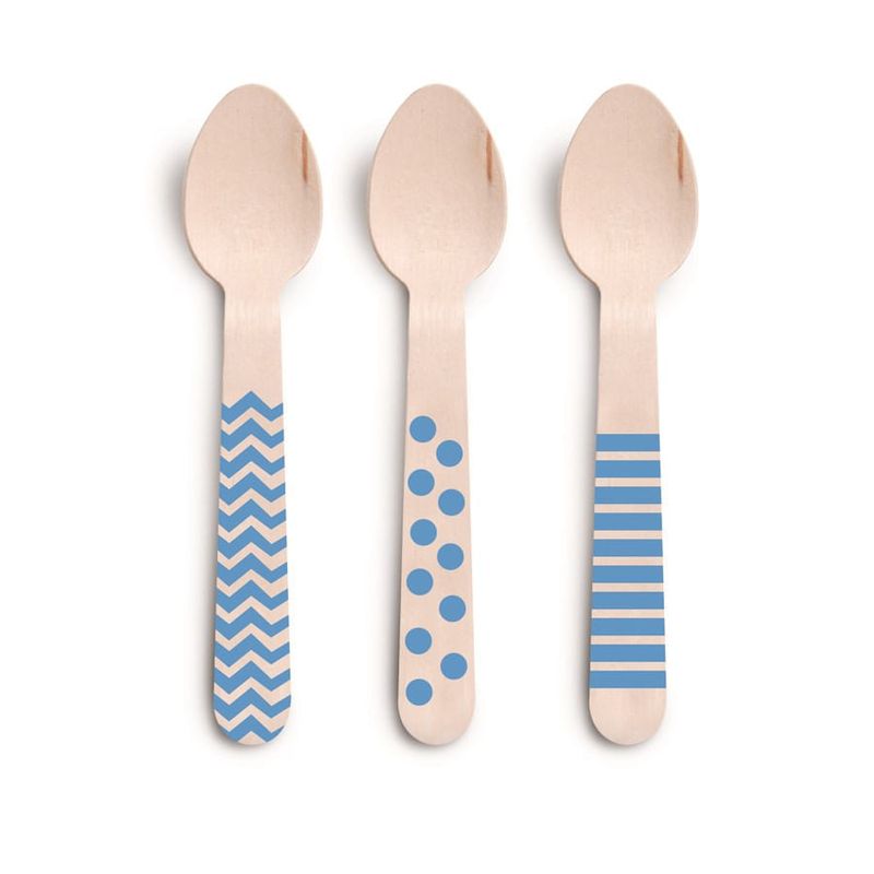 Talheres Decorativos Madeira Colher Azul - 8 Un