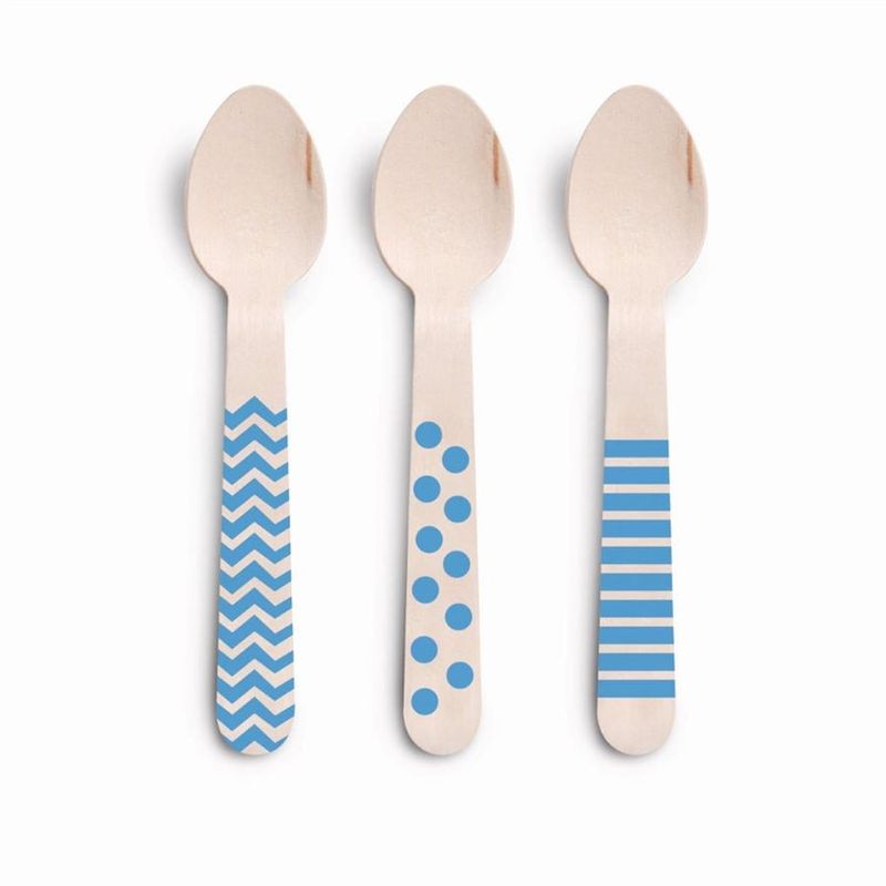 Talheres Decorativos Madeira Colher Azul - 8 Un