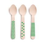 Talheres Decorativos Madeira Colher Verde - 8 Un