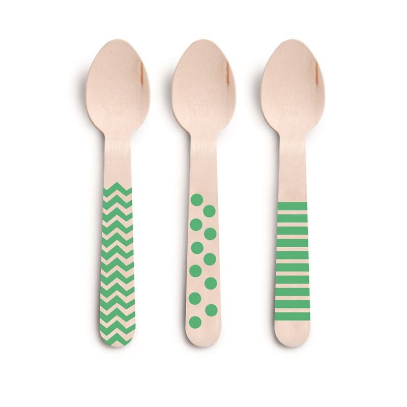 Talheres Decorativos Madeira Colher Verde - 8 Un