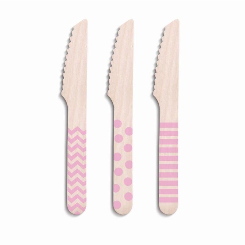 Talheres Decorativos Madeira Faca Rosa - 8 Un