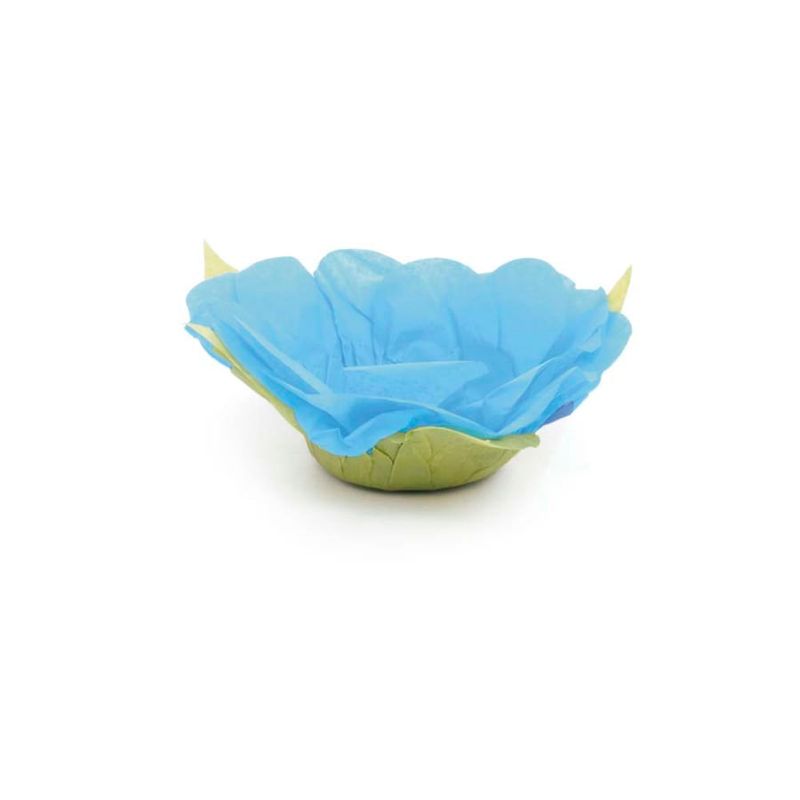 Forminhas para Doces Flores com Folhas Azul Turquesa - 40 Un