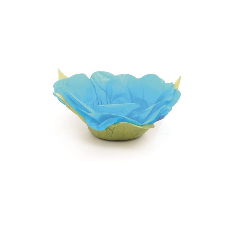 Forminhas para Doces Flores com Folhas Azul Turquesa - 40 Un