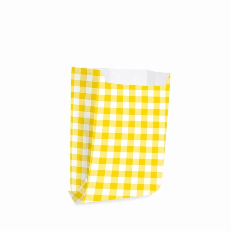 Saquinho para Lanche xadrez Amarelo 10x8x4 - 50 Un