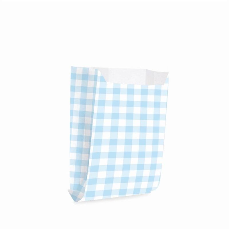 Saquinho para Lanche xadrez Azul Bebe 10x8x4 - 50 Un