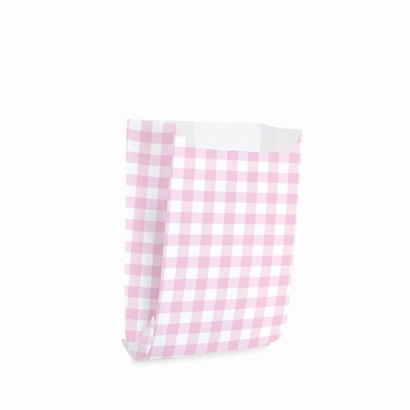 Saquinho para Lanche xadrez Rosa Bebe 10x8x4 - 50 Un
