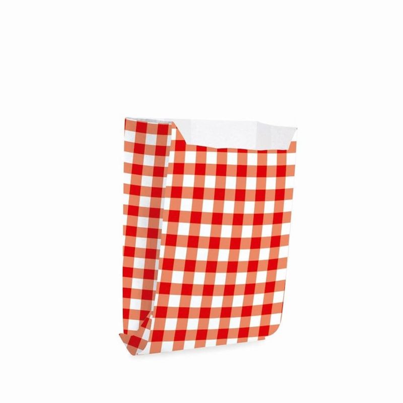 Saquinho para Lanche xadrez Vermelho 10x8x4 - 50 Un