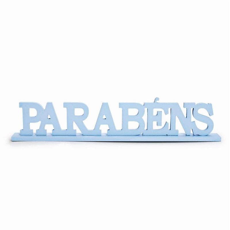 Letras Decorativas de Madeira Parabéns Azul